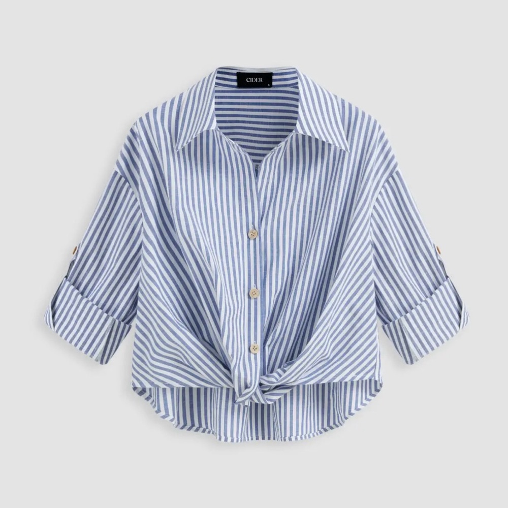Blue & White Striped Tied Top